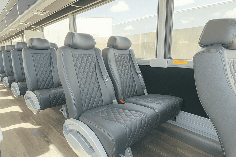 interior of Oceanside Shuttle Bus Rentals charter bus